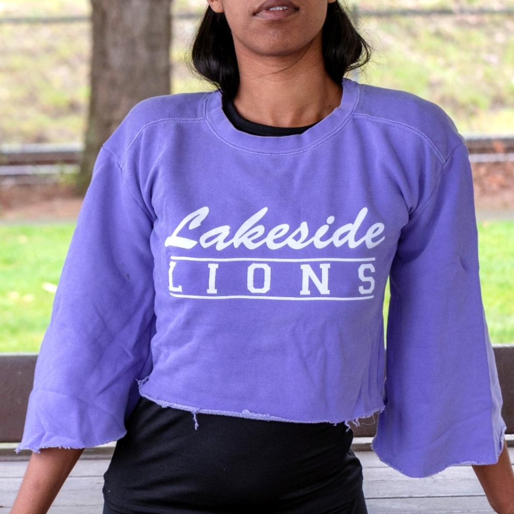 Upcycled flare sleeve crop top